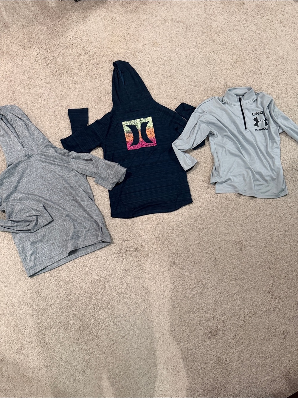 Hurley Navy Pullover Hoodie with Rainbow Gradient Logo